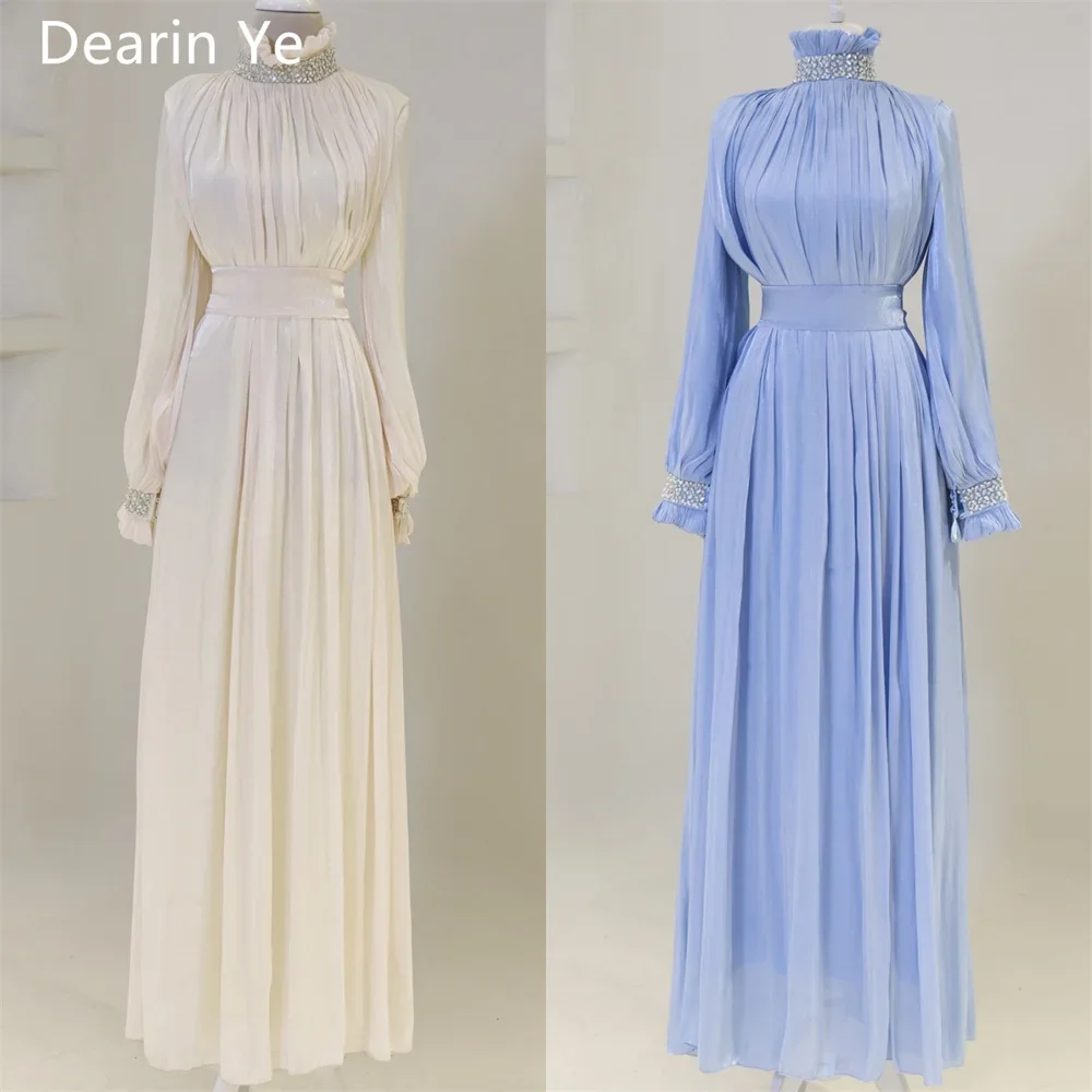Customized Prom Gown Evening Dearin High Collar A-line Floor Length Skirts Draped Bespoke Occasion Dresses Saudi Arabia Formal D
Customized Prom Gown Evening Dearin High Collar A-line Floor Length Skirts Draped Bespoke Occasion Dresses Saudi Arabia Formal D