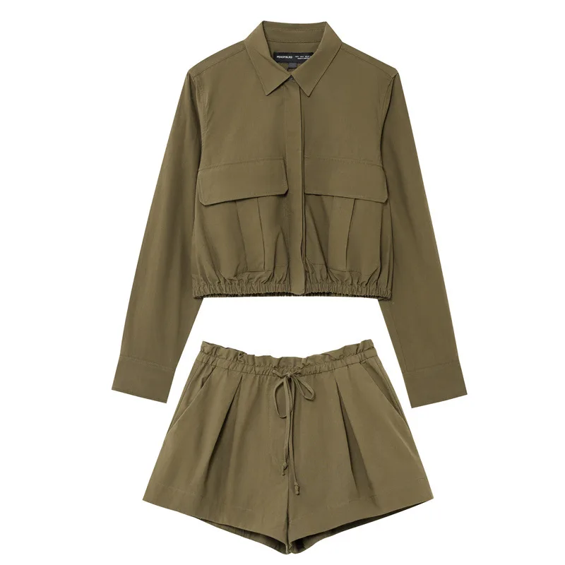 Army Green Women Summer 2-Pieces Sets 2025 Fashion Solid Loose Shirts Tops And Shorts Female Elegant Street Two Suits Clothing
Army Green Women Summer 2-Pieces Sets 2025 Fashion Solid Loose Shirts Tops And Shorts Female Elegant Street Two Suits Clothing