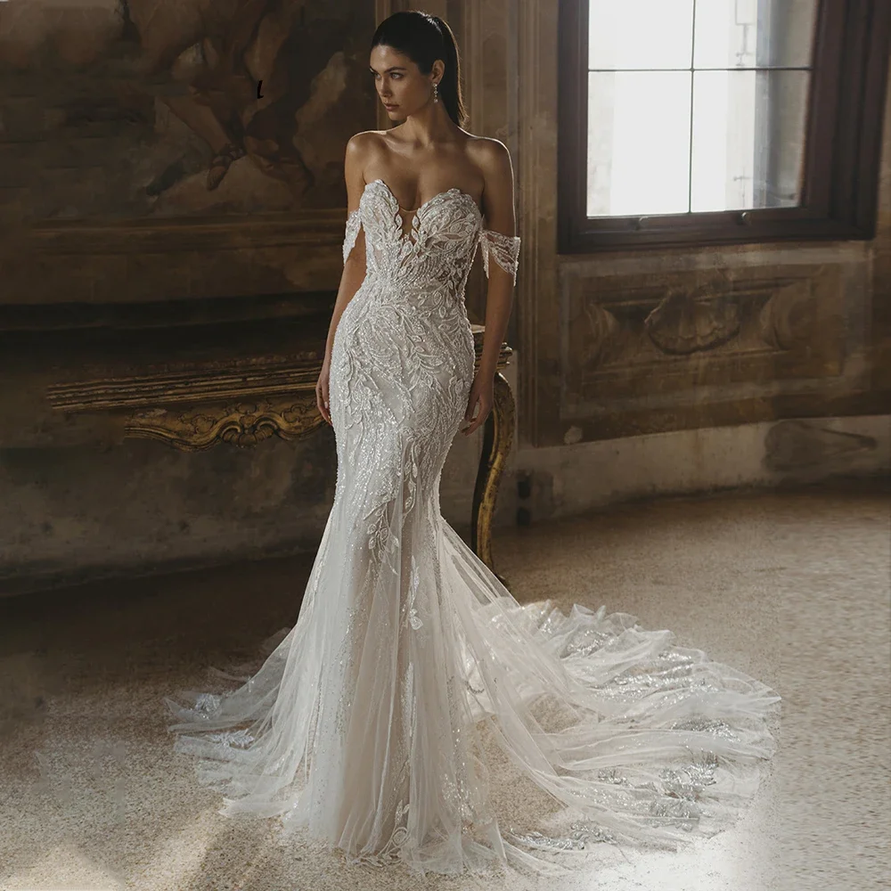 Flavinke Свадебные платья принцессы Русалки по индивидуальному заказу, кружевные аппликации, милое свадебное платье с открытыми плечами, платья de novia
Flavinke Свадебные платья принцессы Русалки по индивидуальному заказу, кружевные аппликации, милое свадебное платье с открытыми плечами, платья de novia