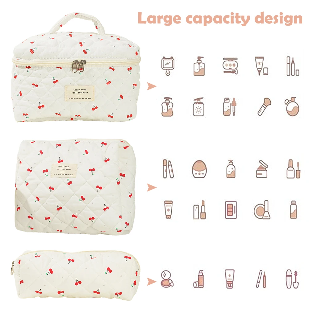 Women Quilted Makeup Bag Cosmetic Organizer Bag Large Capacity Aesthetic Cosmetic Bag Cherry Pattern Cute Toiletry Bag
Women Quilted Makeup Bag Cosmetic Organizer Bag Large Capacity Aesthetic Cosmetic Bag Cherry Pattern Cute Toiletry Bag