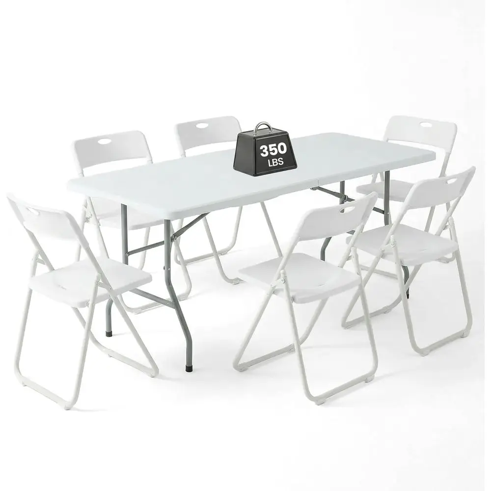 Portable 6-Piece Folding Table and Chair Set, Heavy Duty 350 lbs Capacity, Ideal for Parties and Outdoor Events
Portable 6-Piece Folding Table and Chair Set, Heavy Duty 350 lbs Capacity, Ideal for Parties and Outdoor Events