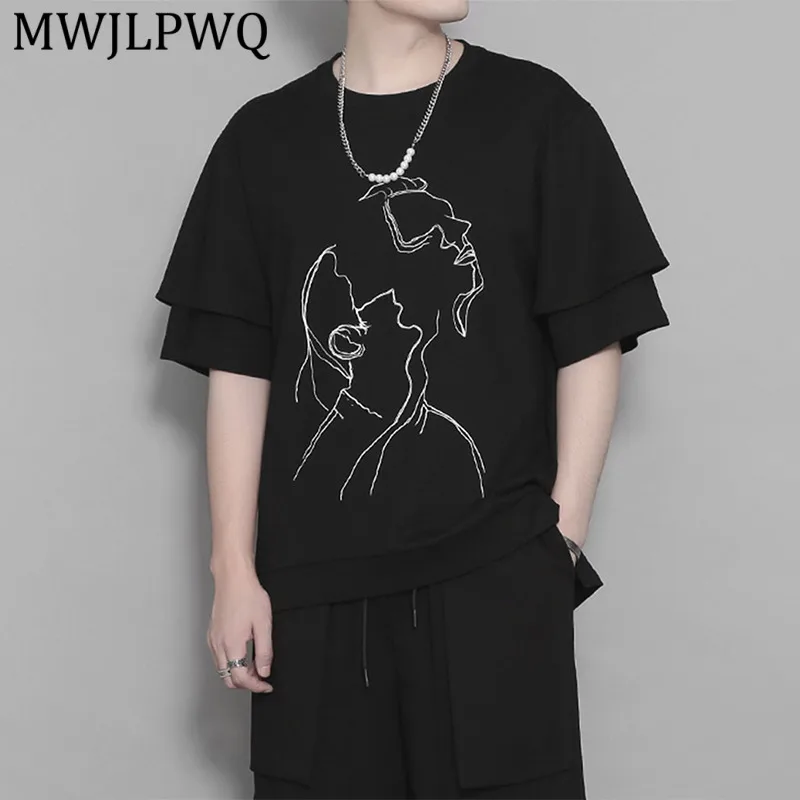 MWJLPWQ Minimalist Street T Shirt Line Drawing Portrait Print Double Layer Short Sleeve Oversized Casual Tops Young Mens 16756
MWJLPWQ Minimalist Street T Shirt Line Drawing Portrait Print Double Layer Short Sleeve Oversized Casual Tops Young Mens 16756