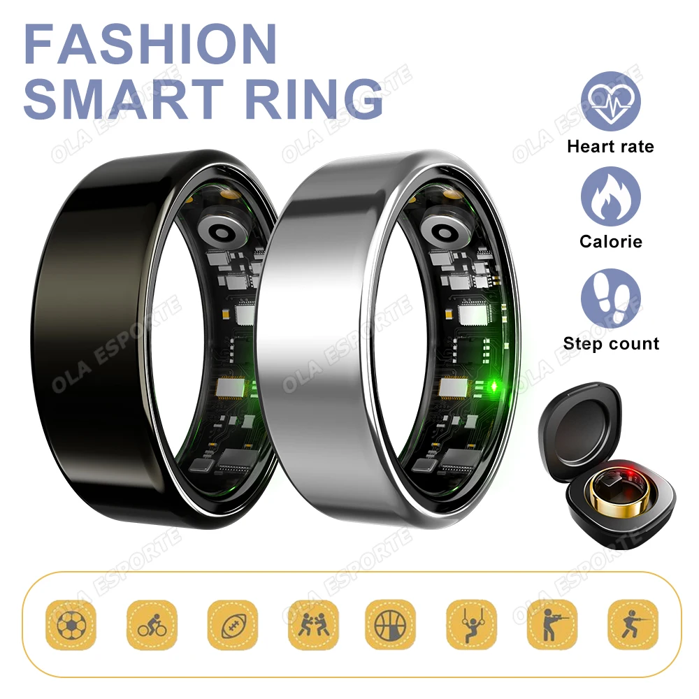 Новое модное умное кольцо с чехлом для зарядки, Bluetooth-соединение, монитор здоровья и сна, несколько режимов упражнений, водонепроницаемость 5 АТМ
Новое модное умное кольцо с чехлом для зарядки, Bluetooth-соединение, монитор здоровья и сна, несколько режимов упражнений, водонепроницаемость 5 АТМ