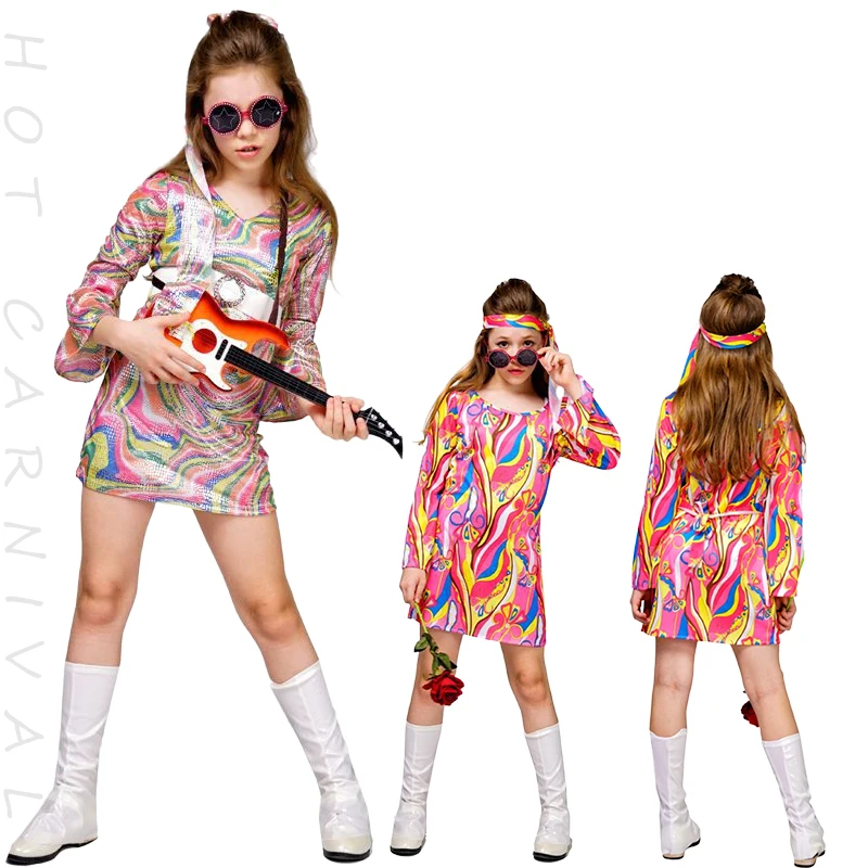 Костюм для диско-косплея 70-х годов для девочек, праздничное платье на Хэллоуин, винтажное платье с длинными рукавами-колокольчиками, танцевальное платье в стиле хиппи с повязкой на голову
Костюм для диско-косплея 70-х годов для девочек, праздничное платье на Хэллоуин, винтажное платье с длинными рукавами-колокольчиками, танцевальное платье в стиле хиппи с повязкой на голову