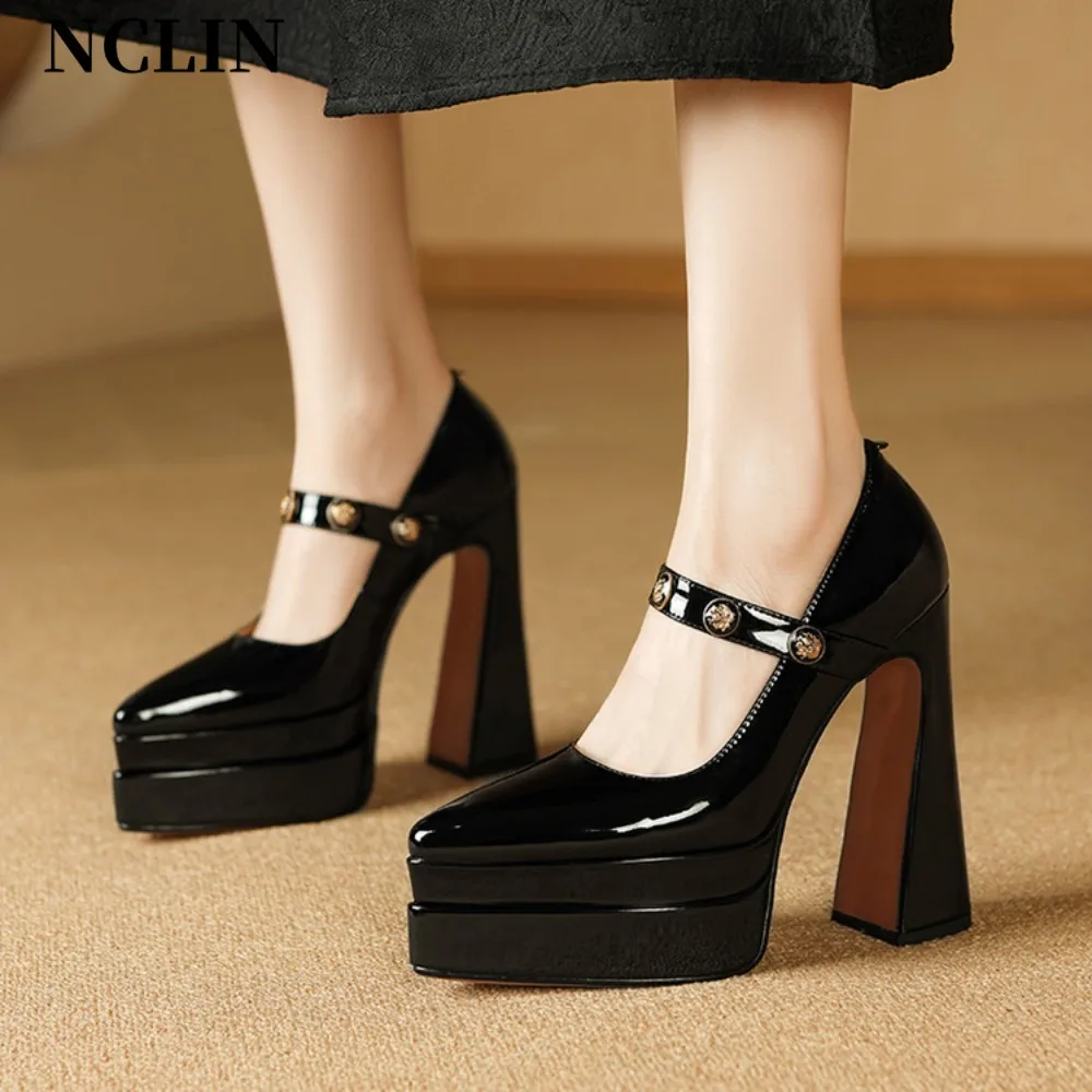 Women Pumps Sexy Platform Pointed Toe 14cm Thick High Heels Patent Leather Fashion Party Nighclub Wedding Shoes Mary Jane Shoes
Women Pumps Sexy Platform Pointed Toe 14cm Thick High Heels Patent Leather Fashion Party Nighclub Wedding Shoes Mary Jane Shoes