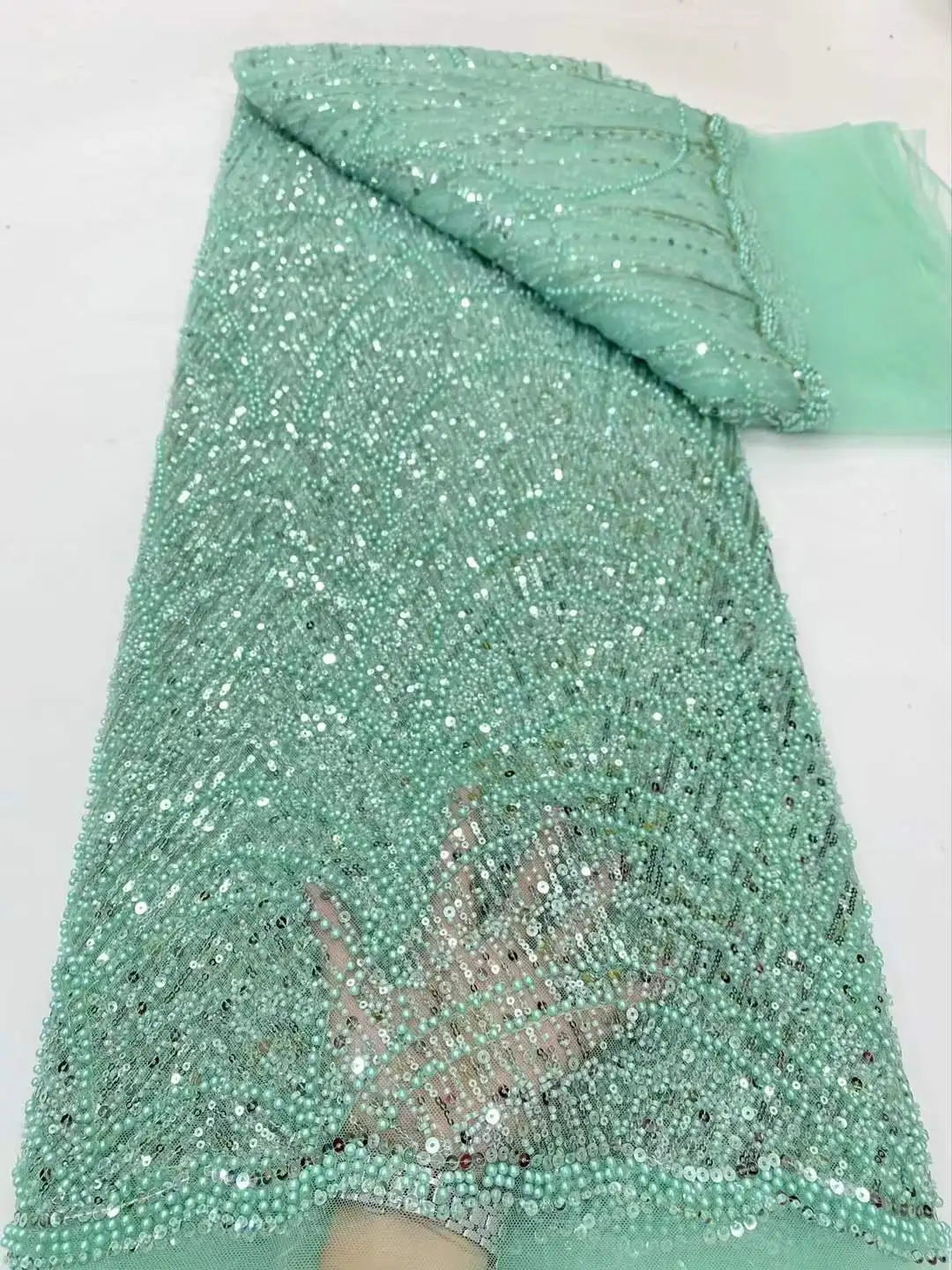 African French Beaded Lace Fabric 2025 High Quality Lace Embroidered Nigerian Sequins Tulle Lace 5 Yards For Sew Party Dress
African French Beaded Lace Fabric 2025 High Quality Lace Embroidered Nigerian Sequins Tulle Lace 5 Yards For Sew Party Dress