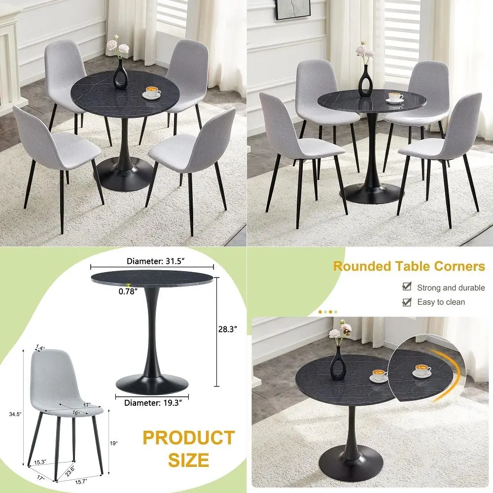 Dining Table Set for 4, 32 Small Circle Dining Table Set for 4 with Fabric Chairs, Ideal for Apartment,Bistro,Cafe, Office, Sav
Dining Table Set for 4, 32 Small Circle Dining Table Set for 4 with Fabric Chairs, Ideal for Apartment,Bistro,Cafe, Office, Sav