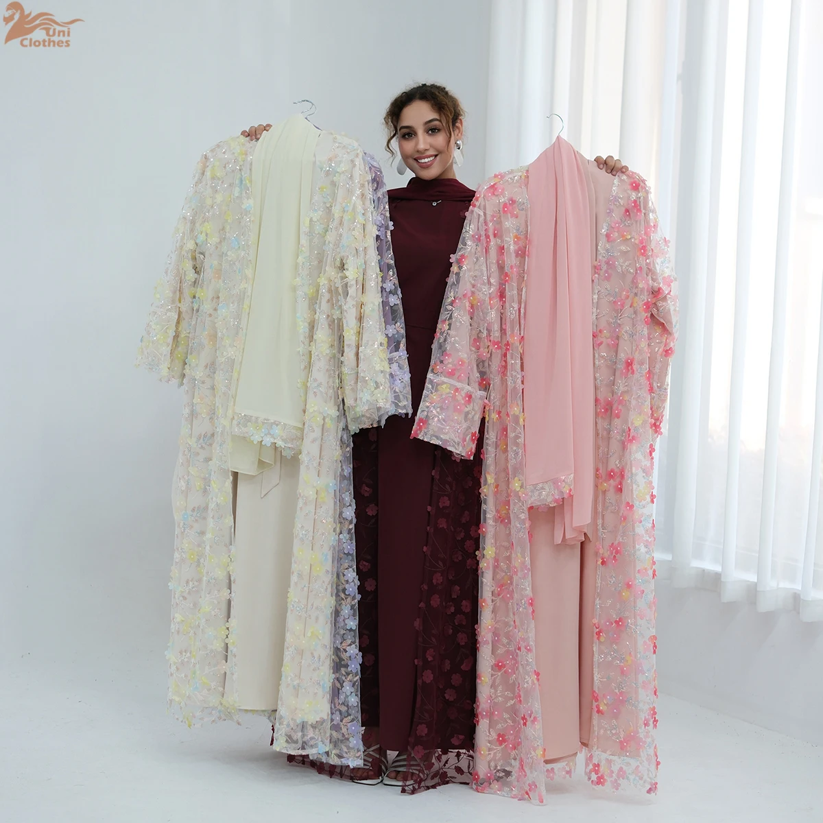 Zahraa Islamic Clothing Abaya Lace 3D Flower Robe and Inner Dress Hijab 3PCS Set Women's Dresses EID Abaya Women Muslim Dress
Zahraa Islamic Clothing Abaya Lace 3D Flower Robe and Inner Dress Hijab 3PCS Set Women's Dresses EID Abaya Women Muslim Dress