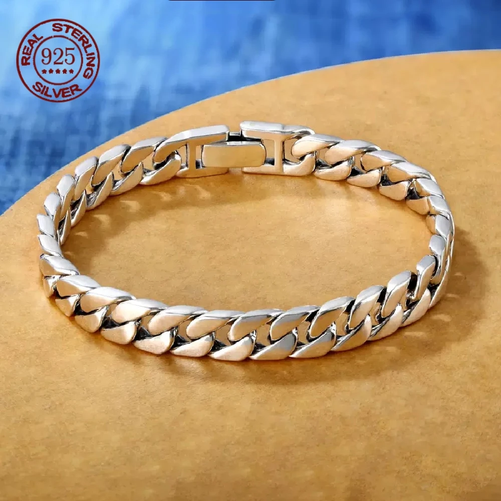 Factory Price S925 Sterling Silver Horse Whip Bracelets Crimped Cuban chain Rough Style Domineering Retro Handmade Jewelry
Factory Price S925 Sterling Silver Horse Whip Bracelets Crimped Cuban chain Rough Style Domineering Retro Handmade Jewelry