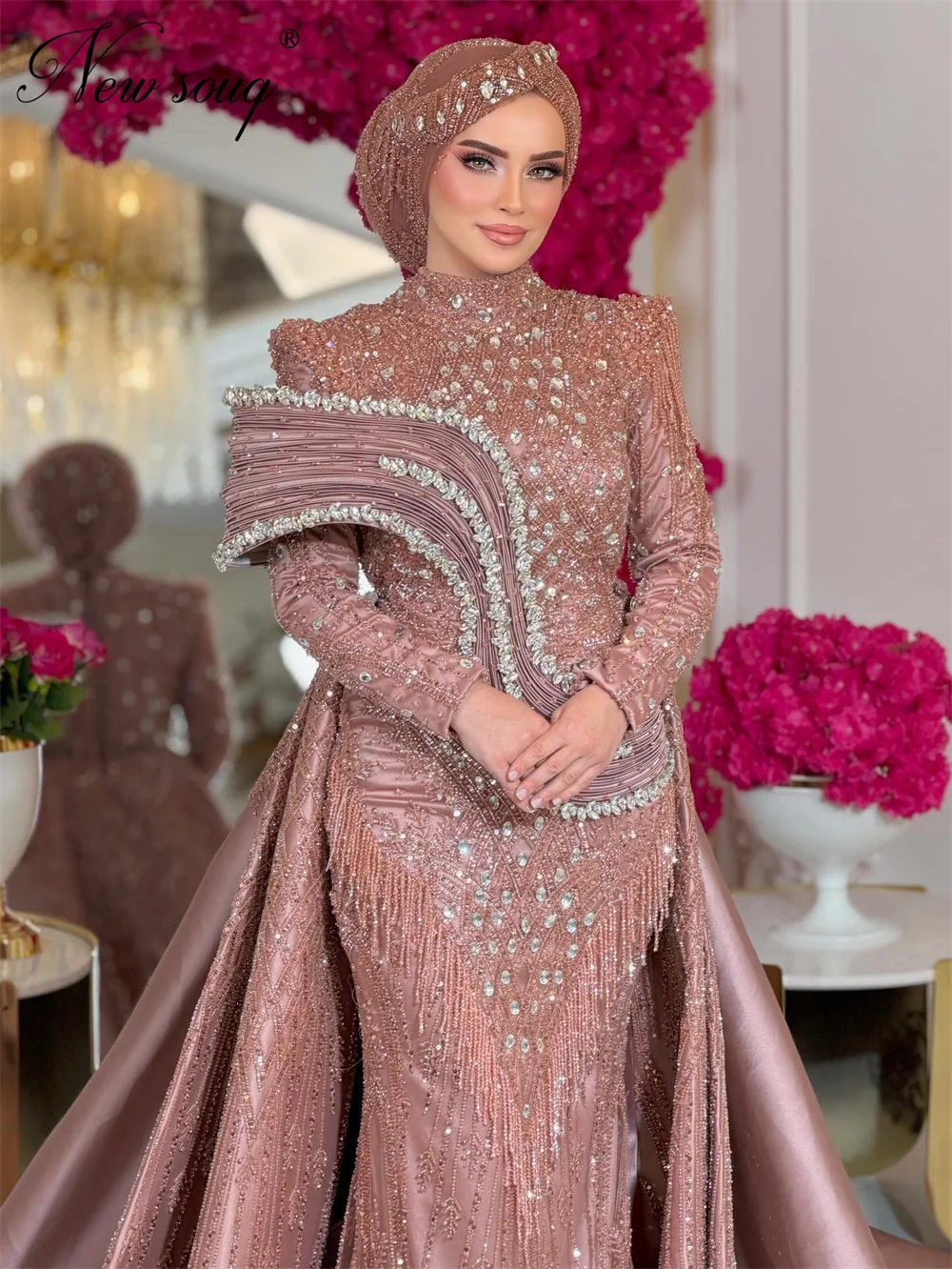 Muslim Evening Dresses Detacable Skirt Customized Beaded Crystals Formal Occasion Dress Engagement Party Gowns Robes De Soiree
Muslim Evening Dresses Detacable Skirt Customized Beaded Crystals Formal Occasion Dress Engagement Party Gowns Robes De Soiree
