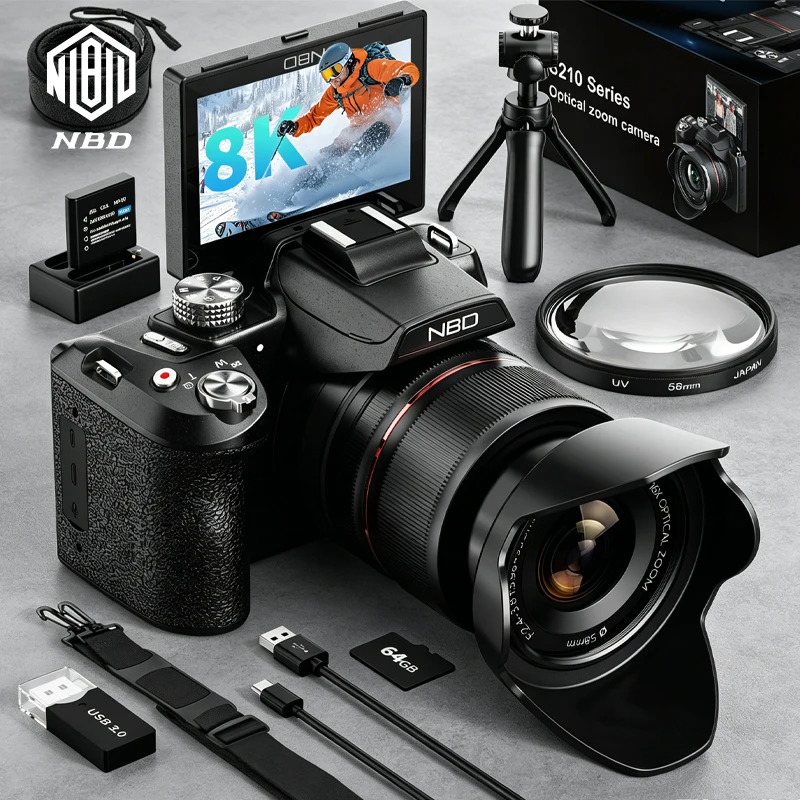 NBD S210F Digital Camera 8K&64MP 64G Professional with WiFi 16X Optical Zoom Flip Screen Vlogging YouTube Selfie Camera Gift
NBD S210F Digital Camera 8K&64MP 64G Professional with WiFi 16X Optical Zoom Flip Screen Vlogging YouTube Selfie Camera Gift