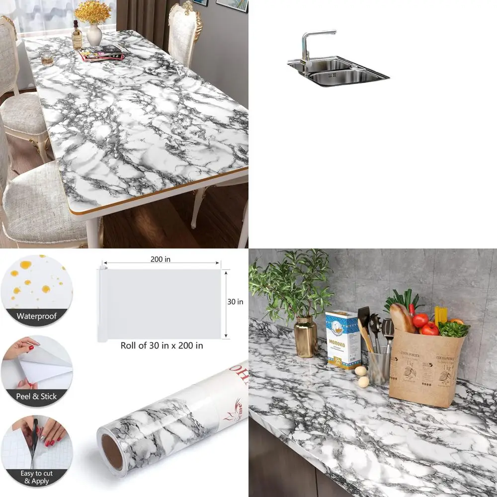 Self-Stick Grey Marble Wallpaper for Countertops - 30 x 200 Peel and Stick Decorative Paper for Kitchen & Bath
Self-Stick Grey Marble Wallpaper for Countertops - 30 x 200 Peel and Stick Decorative Paper for Kitchen & Bath