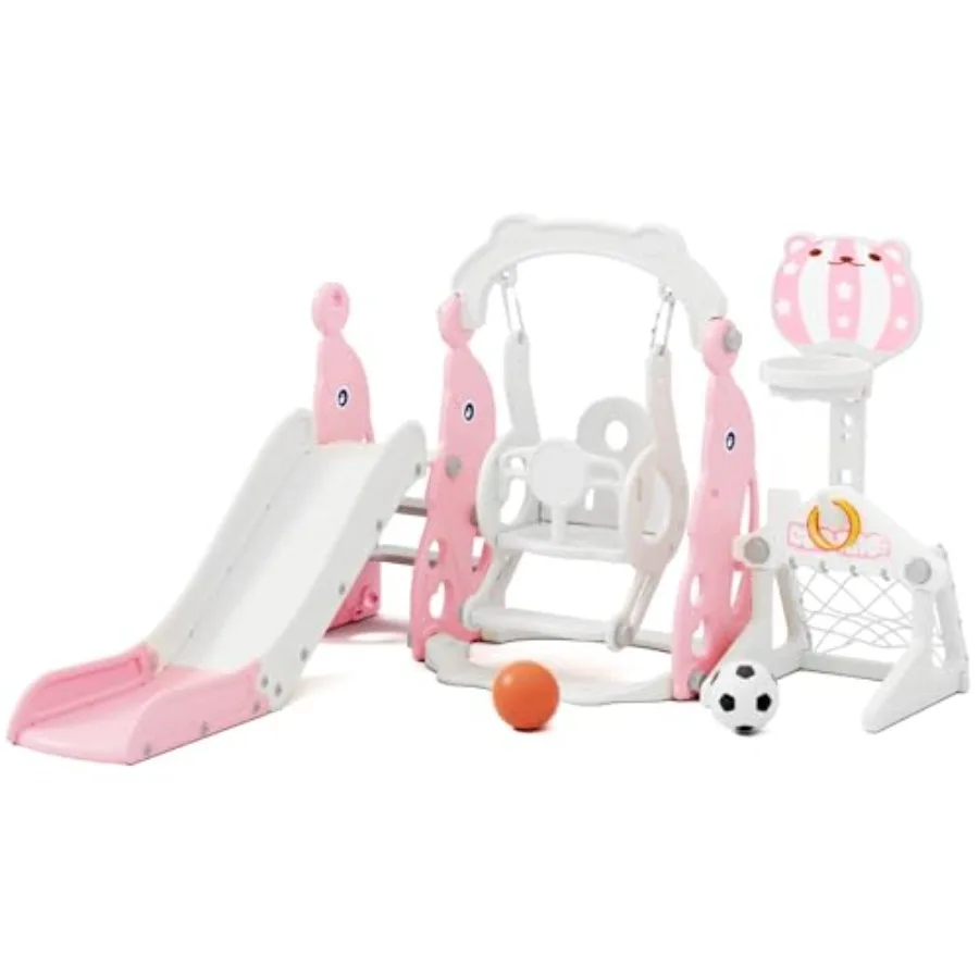 Детская горка-качели для дома, игровой комплекс для детей 1-3 лет, многофункциональный игровой центр с баскетбольным кольцом, регулируемая высота, безопасный пластик, розовый цвет
Детская горка-качели для дома, игровой комплекс для детей 1-3 лет, многофункциональный игровой центр с баскетбольным кольцом, регулируемая высота, безопасный пластик, розовый цвет