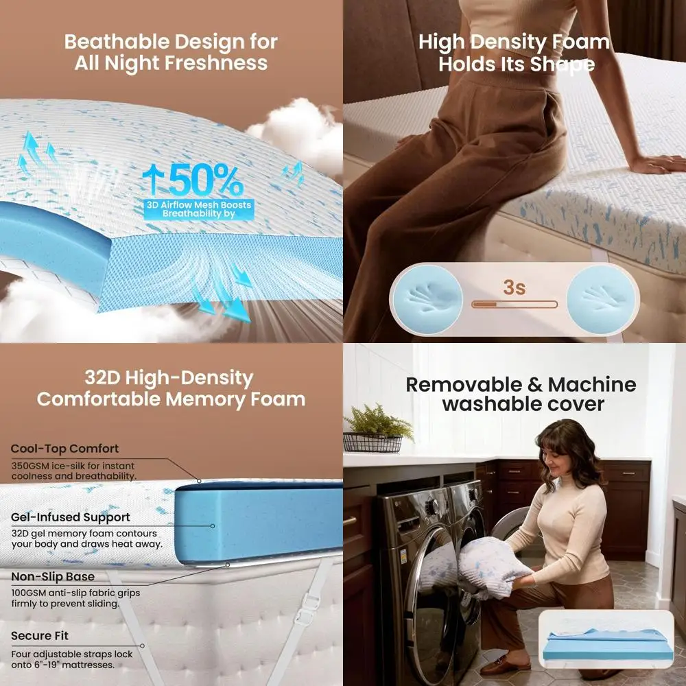 Матрас-топпер из охлаждающего геля и пенопласта Twin XL с моющимся чехлом, противоскользящим основанием, застежкой-молнией и ремнями для дополнительного комфорта и поддержки спины
Матрас-топпер из охлаждающего геля и пенопласта Twin XL с моющимся чехлом, противоскользящим основанием, застежкой-молнией и ремнями для дополнительного комфорта и поддержки спины