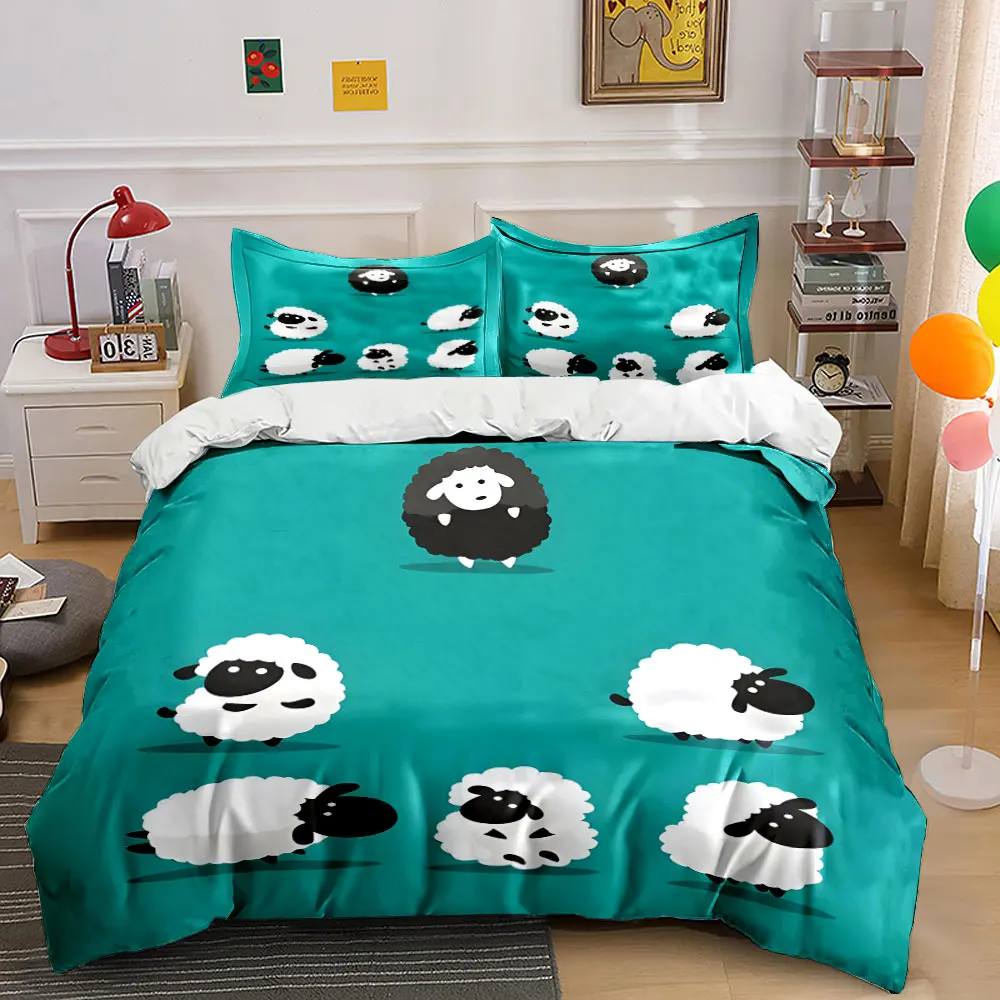 Cartoon sheep and a black one Pattern Duvet Cover Set Digital Print Colorful Polyester Bedding with Zipper Closur for kids gifts
Cartoon sheep and a black one Pattern Duvet Cover Set Digital Print Colorful Polyester Bedding with Zipper Closur for kids gifts