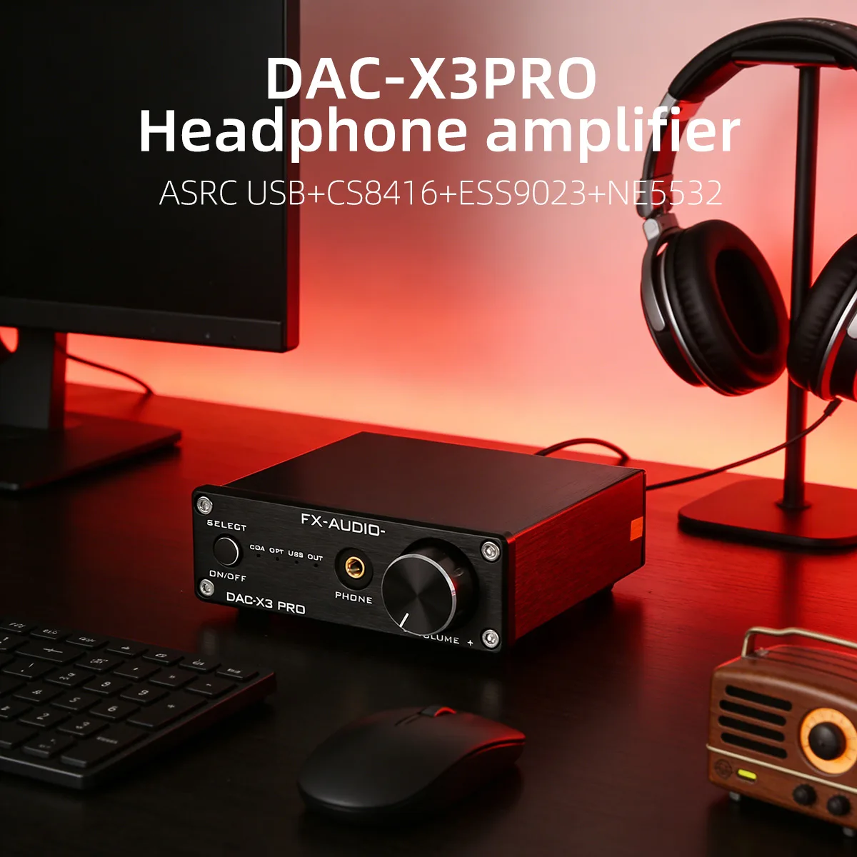 FX-AUDIO - DAC-X3PRO headphone amplifier ESS9023 DAC preamplifier USB optical/coaxial input RCA output CS8416 24bit/192KHZ
FX-AUDIO - DAC-X3PRO headphone amplifier ESS9023 DAC preamplifier USB optical/coaxial input RCA output CS8416 24bit/192KHZ