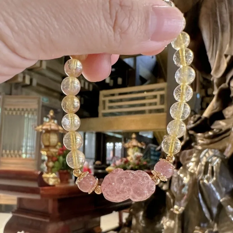 Shining U Citrine Crystal Strawberry Quartz Pi Xiu Bracelet for Women Fashion Jewelry New Chinese Style Gift
Shining U Citrine Crystal Strawberry Quartz Pi Xiu Bracelet for Women Fashion Jewelry New Chinese Style Gift