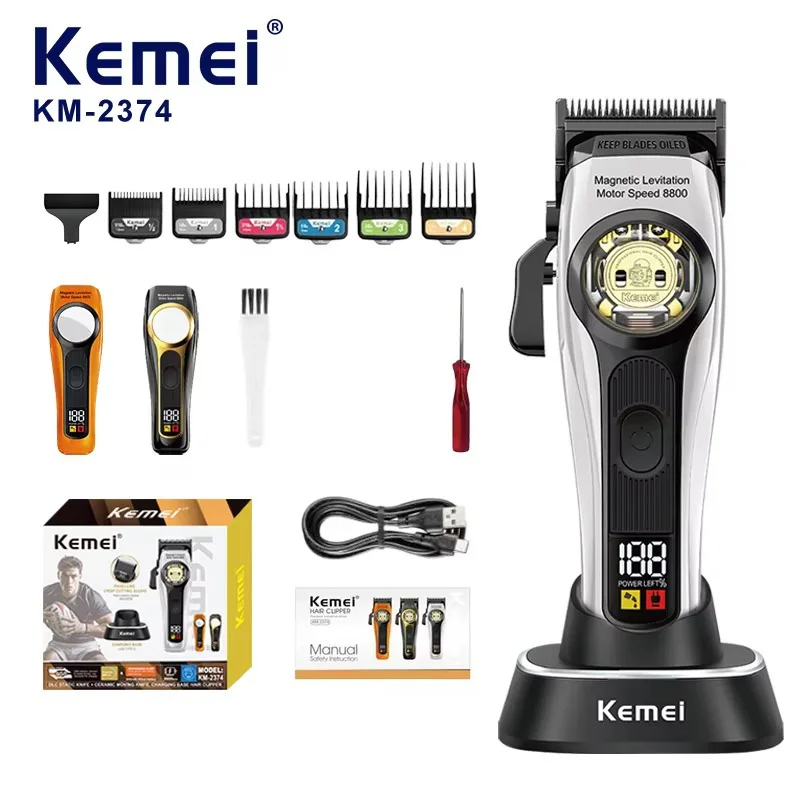 Kemei 2374 Barber Fade Hair Clippers Professional Cordless Hair Trimmer Electric Men Hair Cutting Machine Magnetic Motor 8800RPM
Kemei 2374 Barber Fade Hair Clippers Professional Cordless Hair Trimmer Electric Men Hair Cutting Machine Magnetic Motor 8800RPM