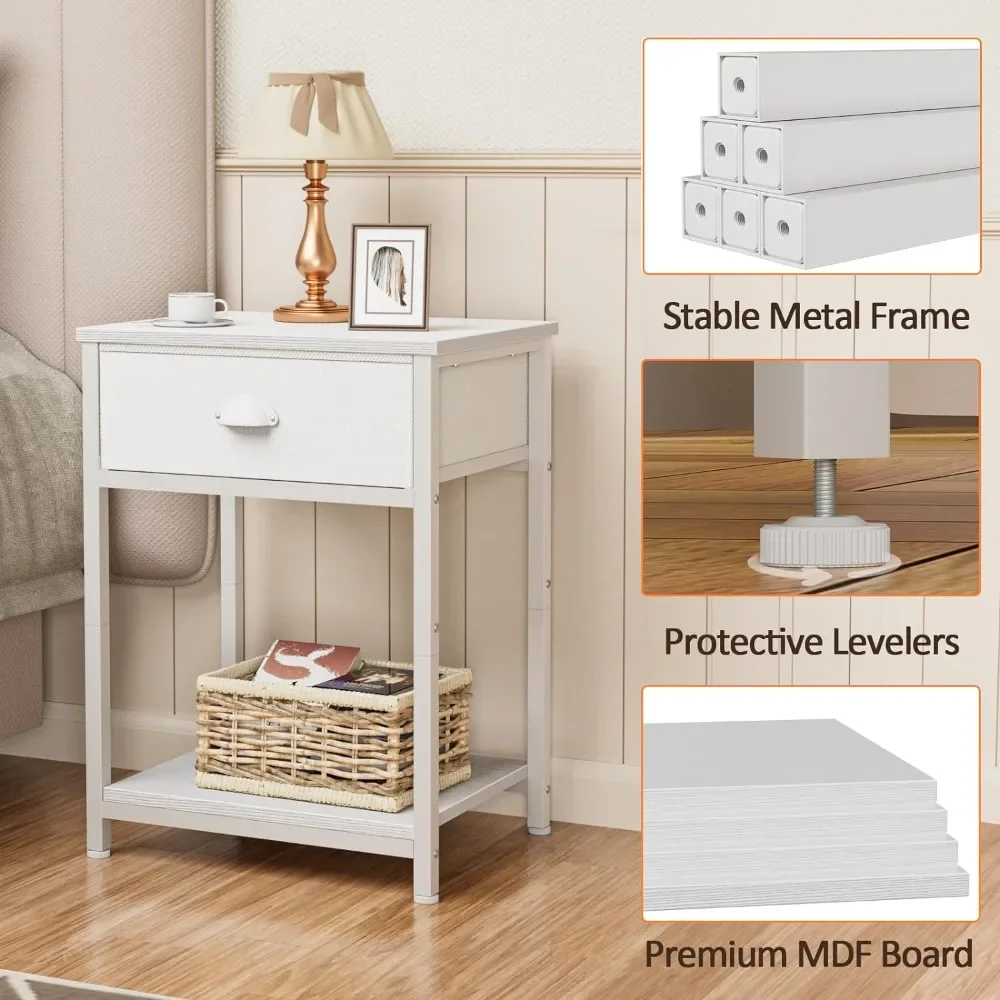 White Nightstands Set of 2, Small Spaces, 2 Tiers Storage Shelves End Table, Bedside Table for Living Room, Bedroom, Dorm
White Nightstands Set of 2, Small Spaces, 2 Tiers Storage Shelves End Table, Bedside Table for Living Room, Bedroom, Dorm