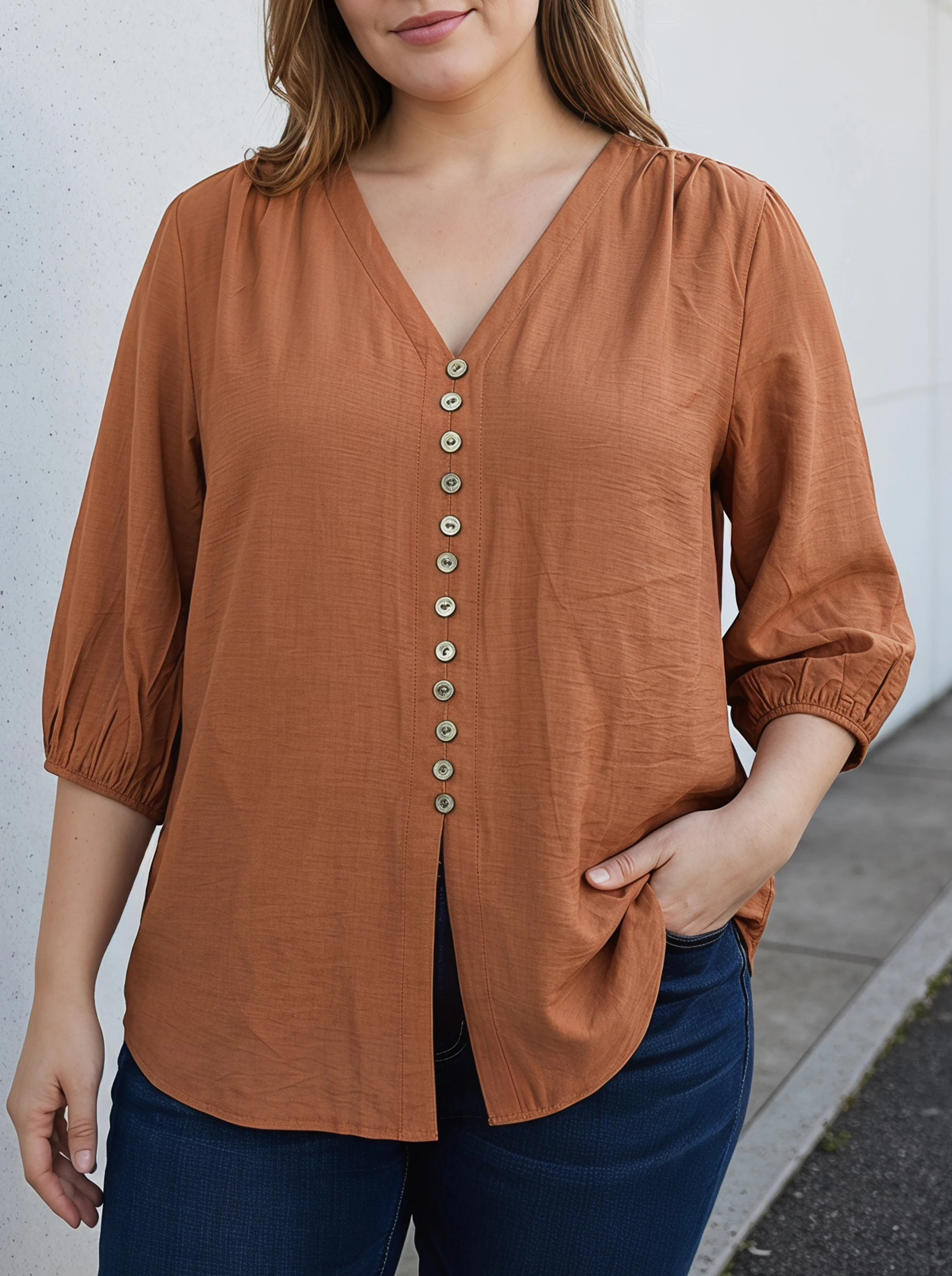 Rosa fera Plus Size Women's V Neck Button Front Blouse Casual Half Sleeve Loose Fit Shirt Top
Rosa fera Plus Size Women's V Neck Button Front Blouse Casual Half Sleeve Loose Fit Shirt Top