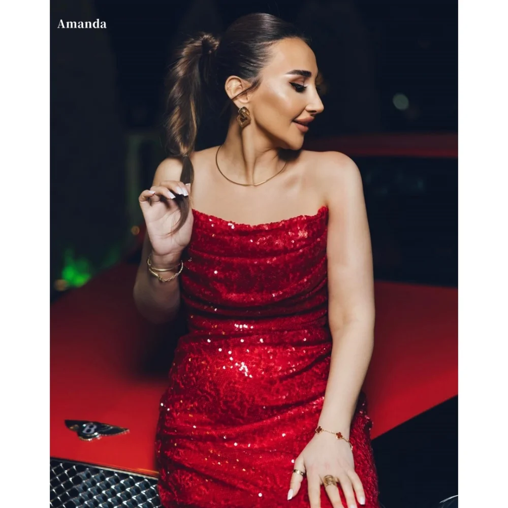 Amanda Customized Strapless Sequins Sleeveless Prom Dresses Floor-Length Red Mermaid Exquisite vestidos de noche Formal Evening
Amanda Customized Strapless Sequins Sleeveless Prom Dresses Floor-Length Red Mermaid Exquisite vestidos de noche Formal Evening