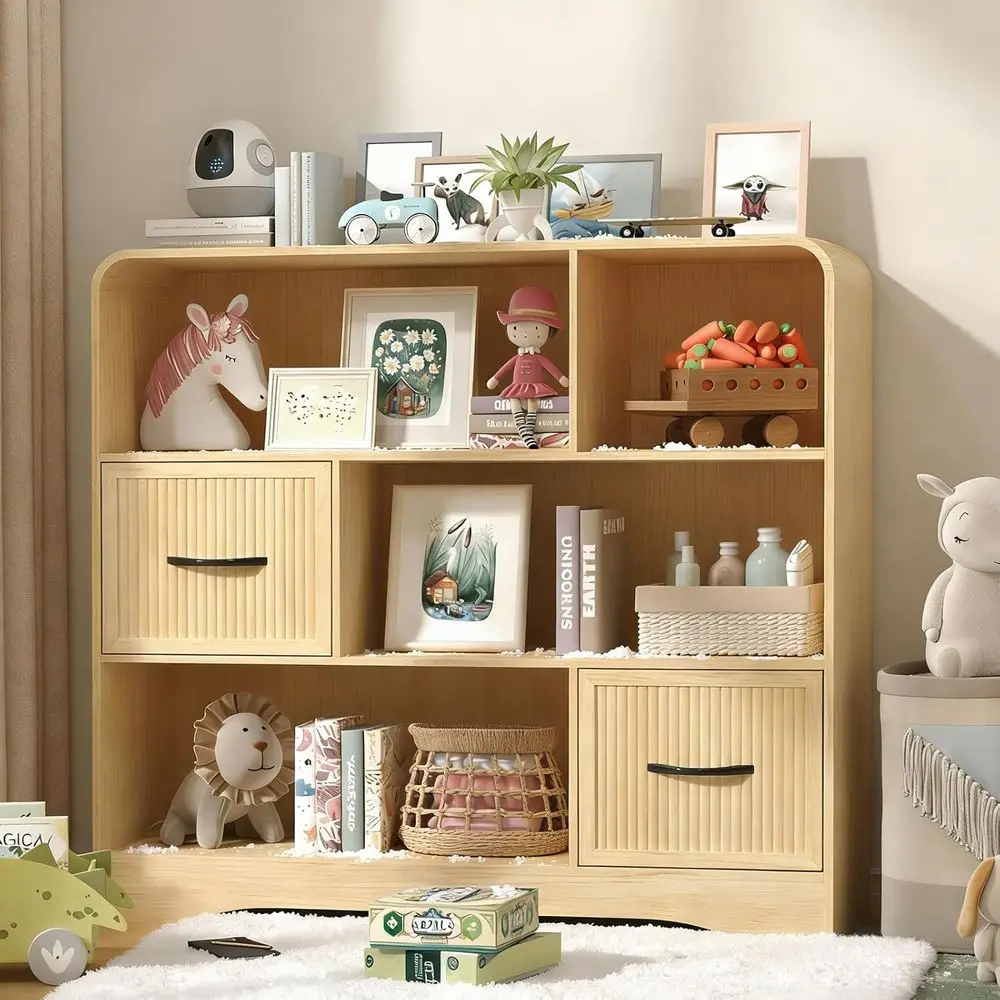 6-Cube Toy Organizer with Fabric Bins, Large Storage Cabinet for Playroom and Nursery, Natural Oak Finish
6-Cube Toy Organizer with Fabric Bins, Large Storage Cabinet for Playroom and Nursery, Natural Oak Finish