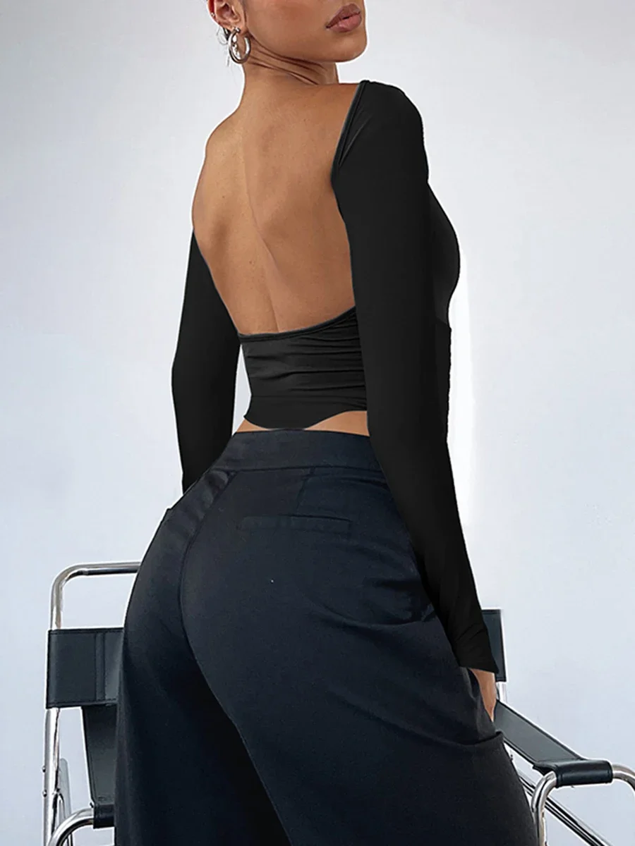 2024 Autumn Women Slim Fitted Long Sleeve T Shirt Casual Slim Crop Top Female Backless Tee Beach Sweat Top Streetwear
2024 Autumn Women Slim Fitted Long Sleeve T Shirt Casual Slim Crop Top Female Backless Tee Beach Sweat Top Streetwear