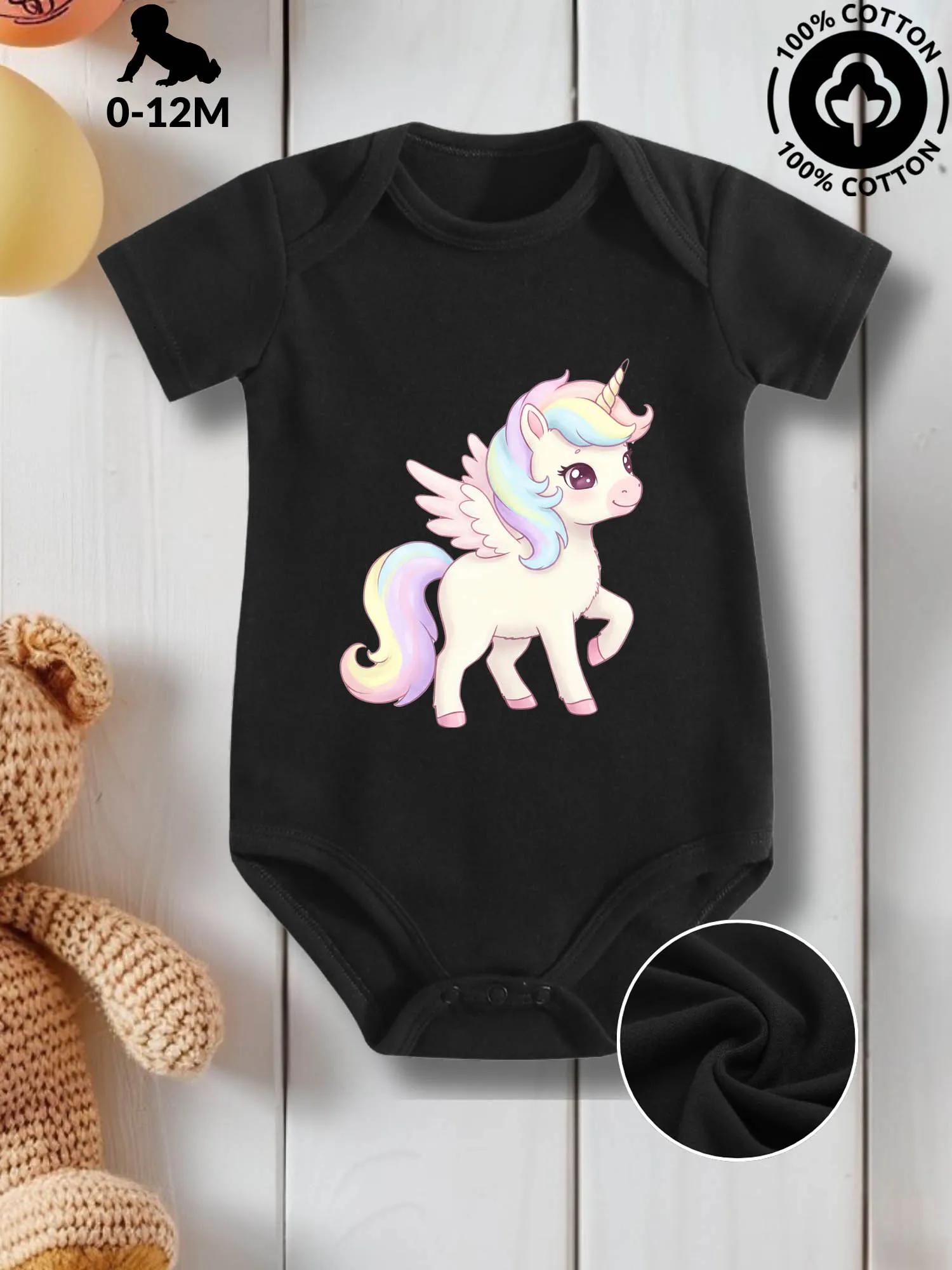 Ivory Winged Unicorn Unisex Baby Crawling Suit, Pure Cotton Skin Care Onesie, All-Season Wear Black Bodysuit 190GSM
Ivory Winged Unicorn Unisex Baby Crawling Suit, Pure Cotton Skin Care Onesie, All-Season Wear Black Bodysuit 190GSM