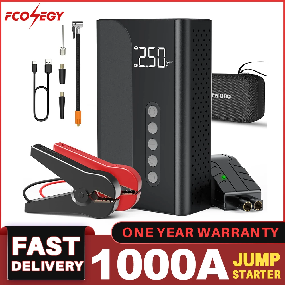 FCONEGY Car Starting Device 1000A Jump Starter Power Bank with Air Pump Pressure Charger for Booster Car 12v External Battery
FCONEGY Car Starting Device 1000A Jump Starter Power Bank with Air Pump Pressure Charger for Booster Car 12v External Battery