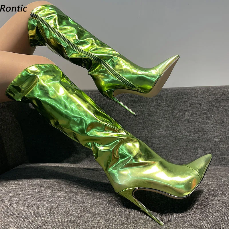 Rontic 2022 Handmade Women Winter Knee Boots Unisex Full Zipper Stiletto Heels Pointed Toe Gorgeous Green Club Shoes Size 34-44
Rontic 2022 Handmade Women Winter Knee Boots Unisex Full Zipper Stiletto Heels Pointed Toe Gorgeous Green Club Shoes Size 34-44