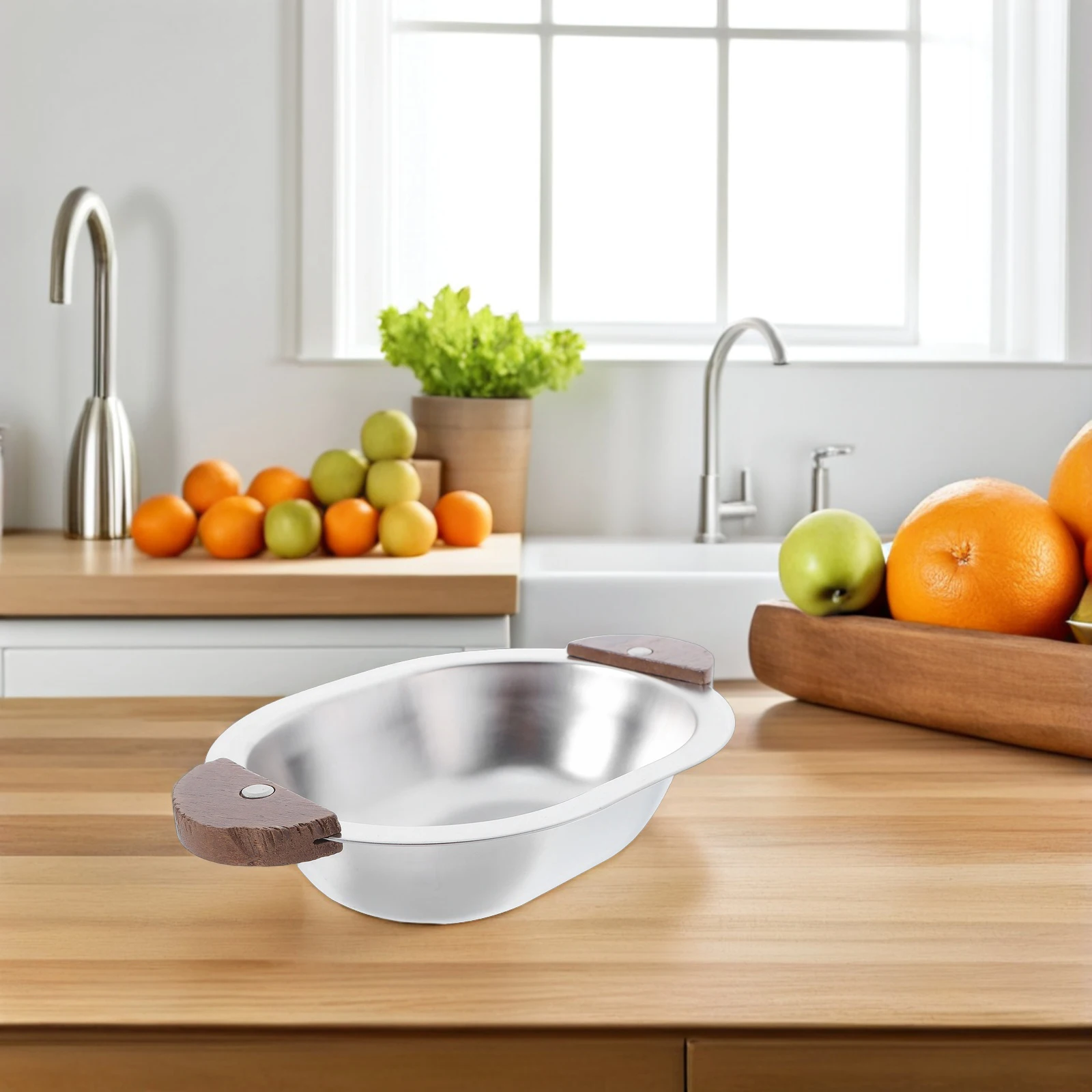 Korean Bowl Stainless Steel Oval Salad Fruit Dessert Bowl Walnut Wood Handles Versatile Kitchenware Serving Bowls Home Party
Korean Bowl Stainless Steel Oval Salad Fruit Dessert Bowl Walnut Wood Handles Versatile Kitchenware Serving Bowls Home Party