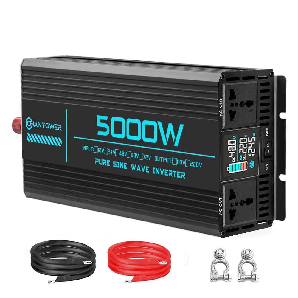 Инвертор с чистой синусоидой, DC 48В/72В в AC 220В, 1000Вт, 1600Вт, 3000Вт, 4000Вт, 5000Вт, 6000Вт, с ЖК-дисплеем, преобразователь питания, автомобильный солнечный инвертор
Инвертор с чистой синусоидой, DC 48В/72В в AC 220В, 1000Вт, 1600Вт, 3000Вт, 4000Вт, 5000Вт, 6000Вт, с ЖК-дисплеем, преобразователь питания, автомобильный солнечный инвертор