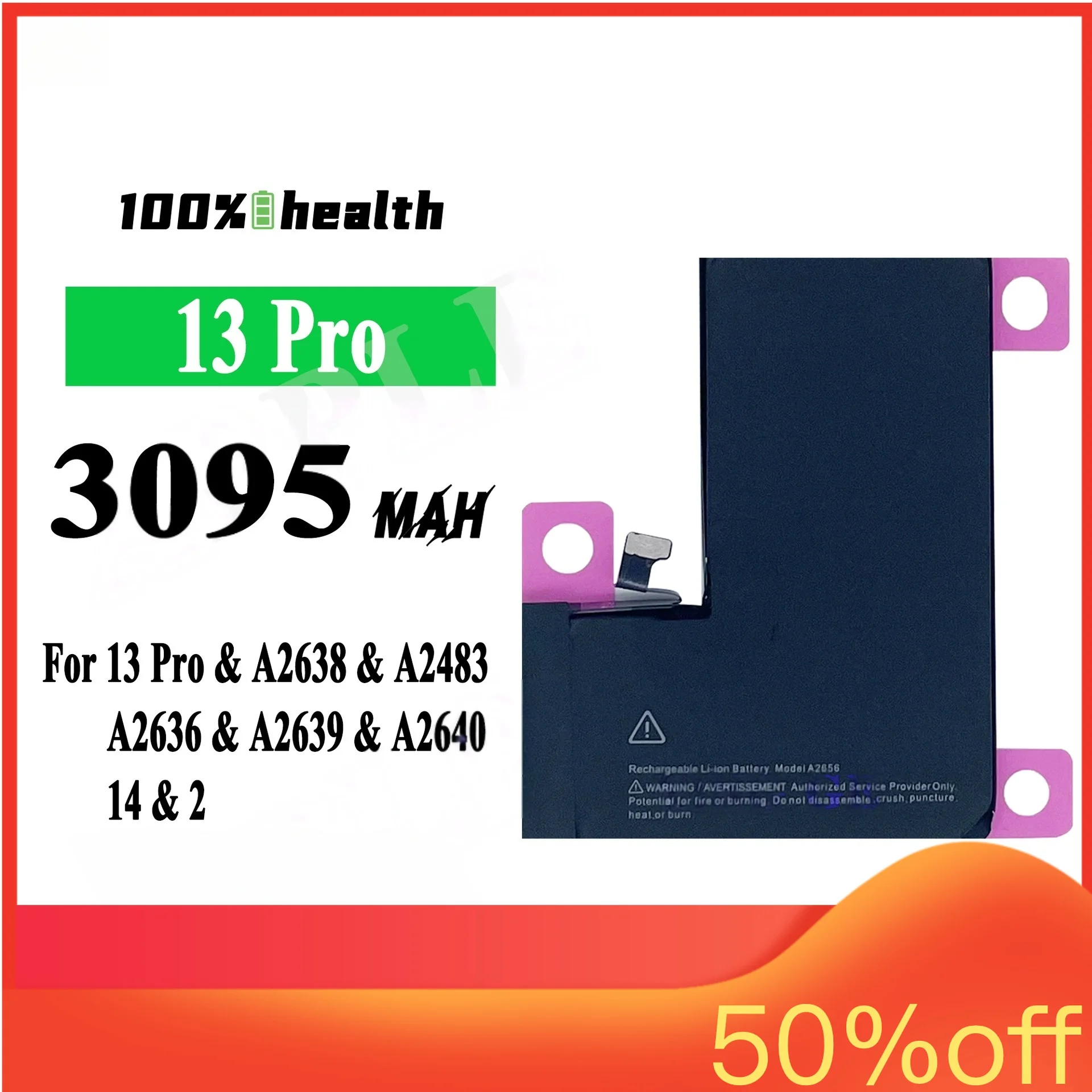 For IPhone 13 Pro 3095mAh Mobile Phone Battery for Apple A2636 A2639 A2640 A2638 A2483 A2641 High-Quality Lithium Battery
For IPhone 13 Pro 3095mAh Mobile Phone Battery for Apple A2636 A2639 A2640 A2638 A2483 A2641 High-Quality Lithium Battery