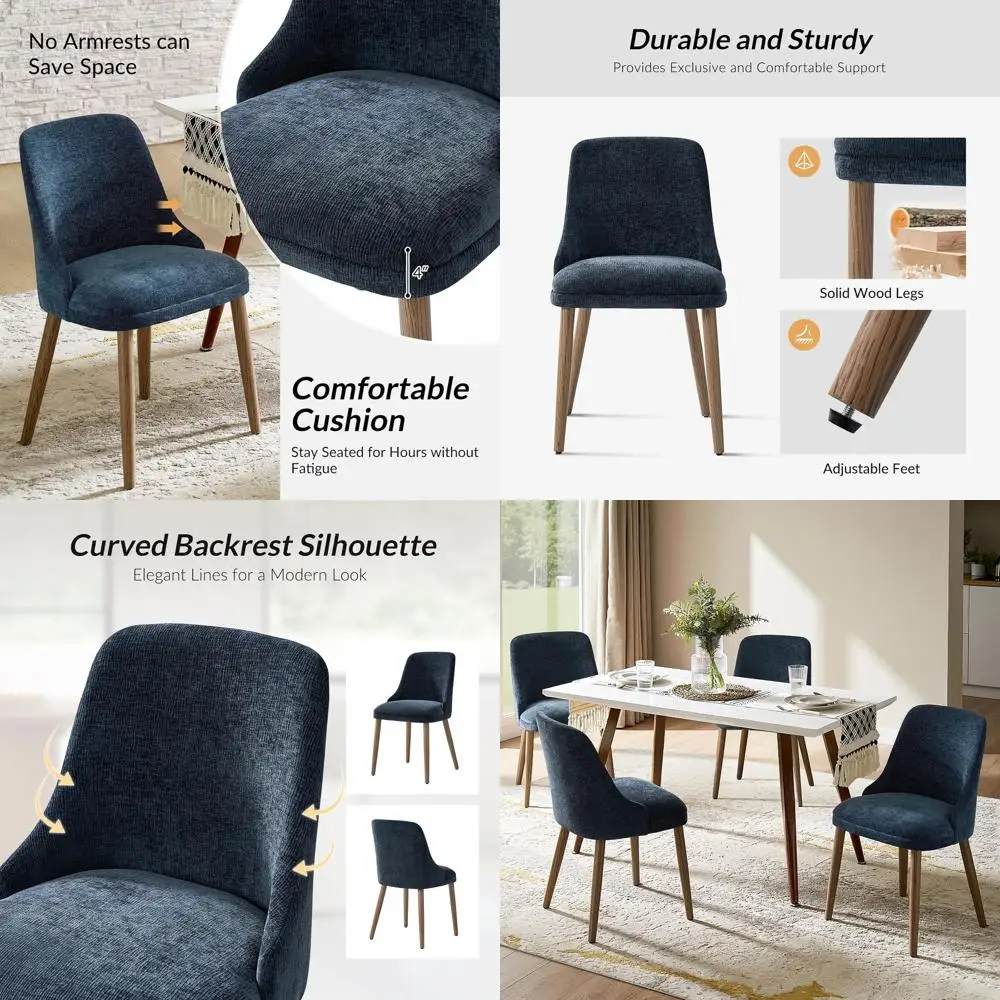 Dining Chairs Set o 4, Navy abric Upholstered Dining Room Chairs Set with Solid Wood Legs, Paded Back, ern Kitchen Accent Chairs
Dining Chairs Set o 4, Navy abric Upholstered Dining Room Chairs Set with Solid Wood Legs, Paded Back, ern Kitchen Accent Chairs
