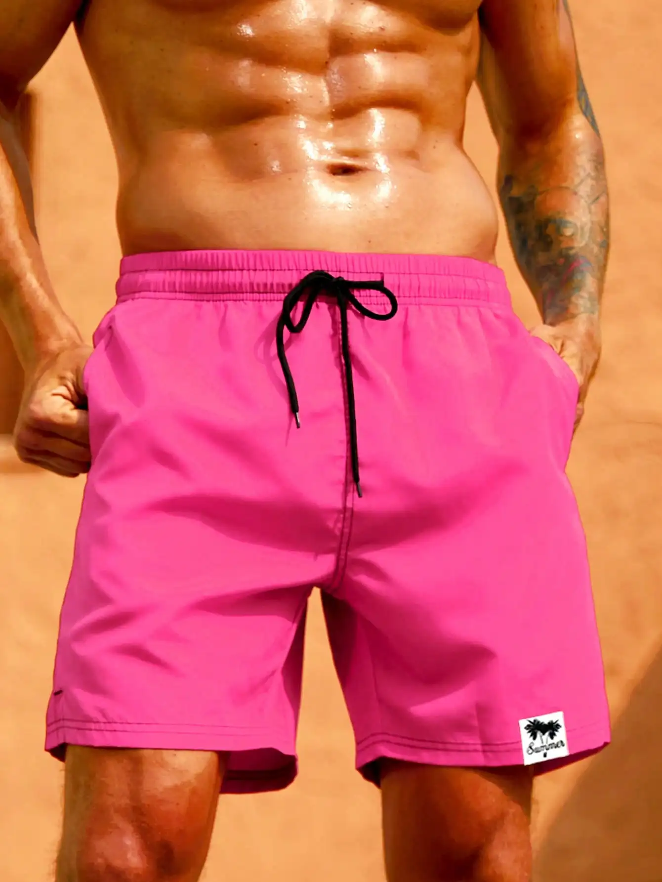 Men Solid Color Drawstring Waist Swim Trunks Board Shorts
Men Solid Color Drawstring Waist Swim Trunks Board Shorts
