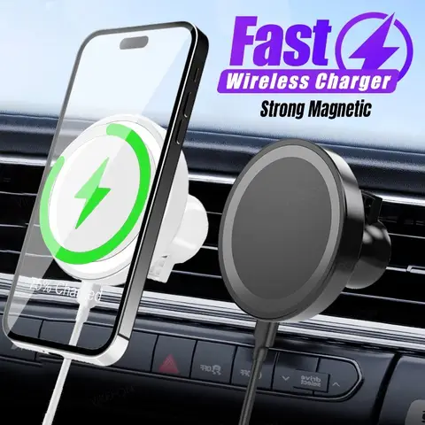 Car Magnetic Air Vent Phone Holder Wireless Charger Stand For Magsafe iPhone 16 15 14 13 12 Pro Max Cell Fast Charging Station