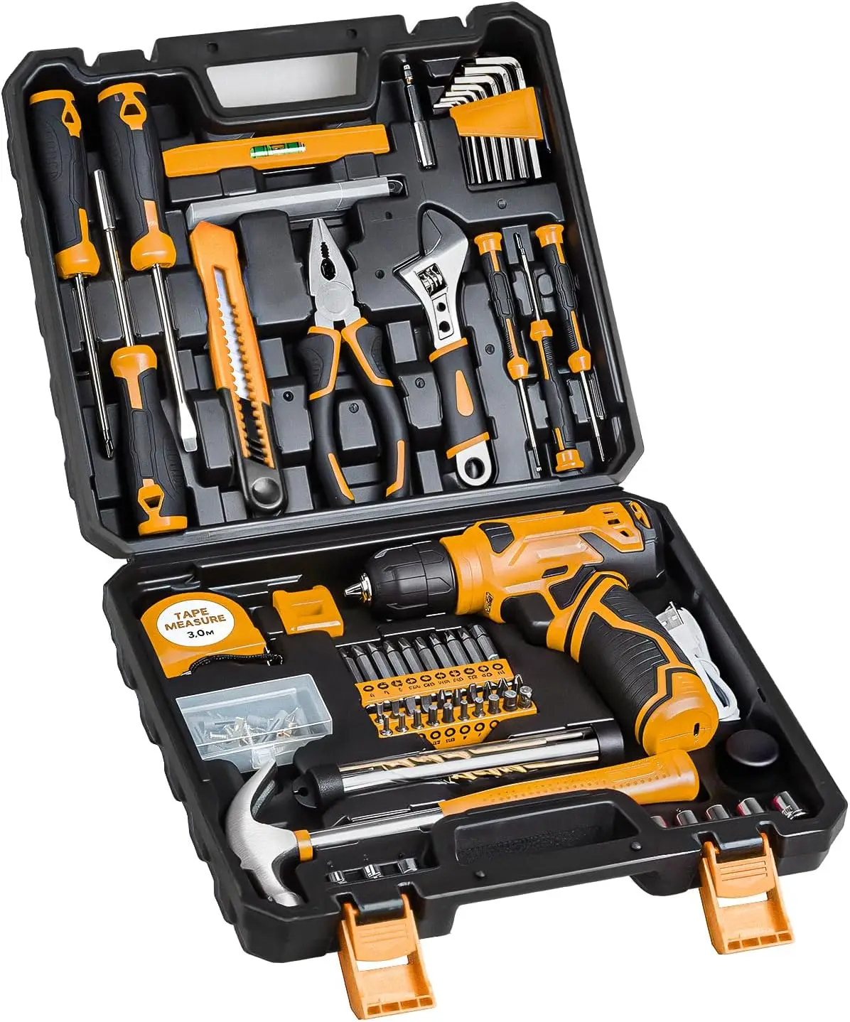 132-Piece Tool Kit with 8V Cordless Drill, Home Tool Set for DIY, Hand Drill Box for Men & Women - Yellow
132-Piece Tool Kit with 8V Cordless Drill, Home Tool Set for DIY, Hand Drill Box for Men & Women - Yellow