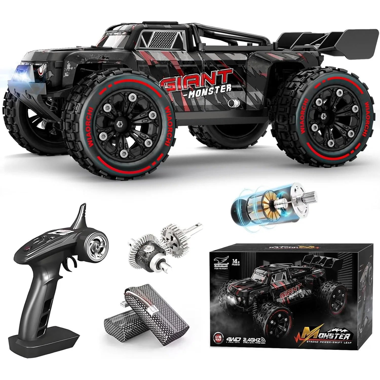 1:16 Scale All Terrain Fast RC Cars For Adults 40KPH, 4WD Electric Off-Road Remote Control Monster Truck With Metal Chassis, 2.4Ghz High Speed Car With 2 Batteries For Boys & Kids
1:16 Scale All Terrain Fast RC Cars For Adults 40KPH, 4WD Electric Off-Road Remote Control Monster Truck With Metal Chassis, 2.4Ghz High Speed Car With 2 Batteries For Boys & Kids
