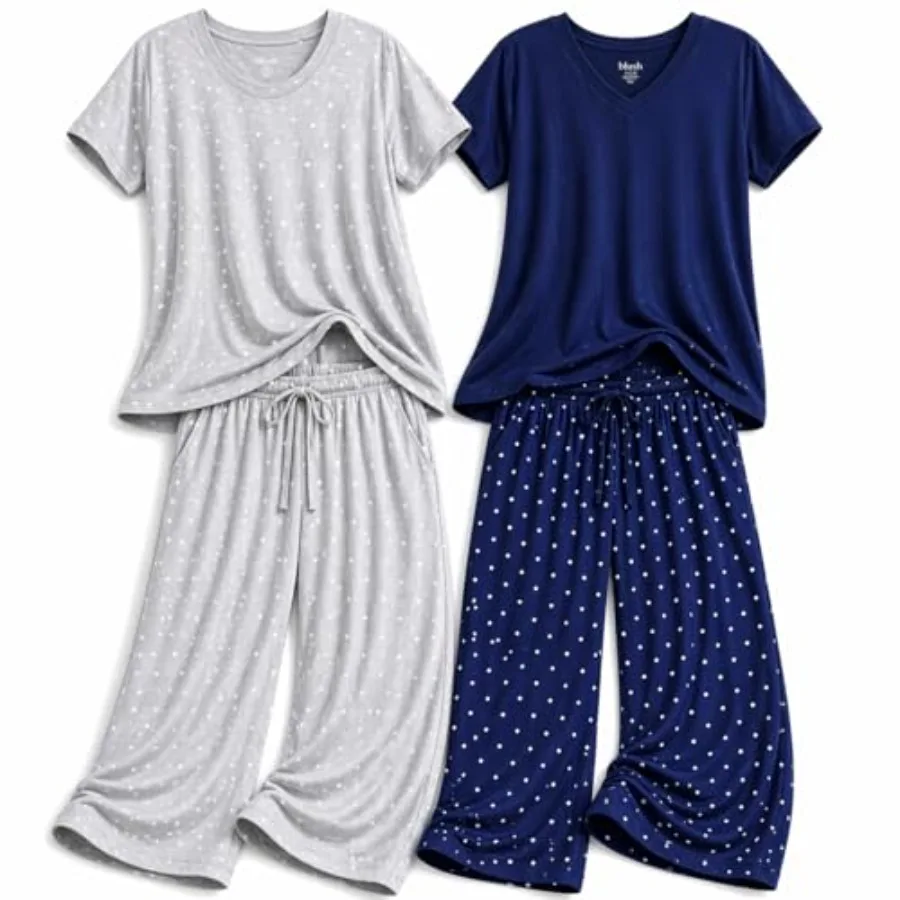 Ultra Soft Women's Pajama Set, Breathable Light Stretchy, Ladies Lounge Set, 4-Piece PJ Set
Ultra Soft Women's Pajama Set, Breathable Light Stretchy, Ladies Lounge Set, 4-Piece PJ Set