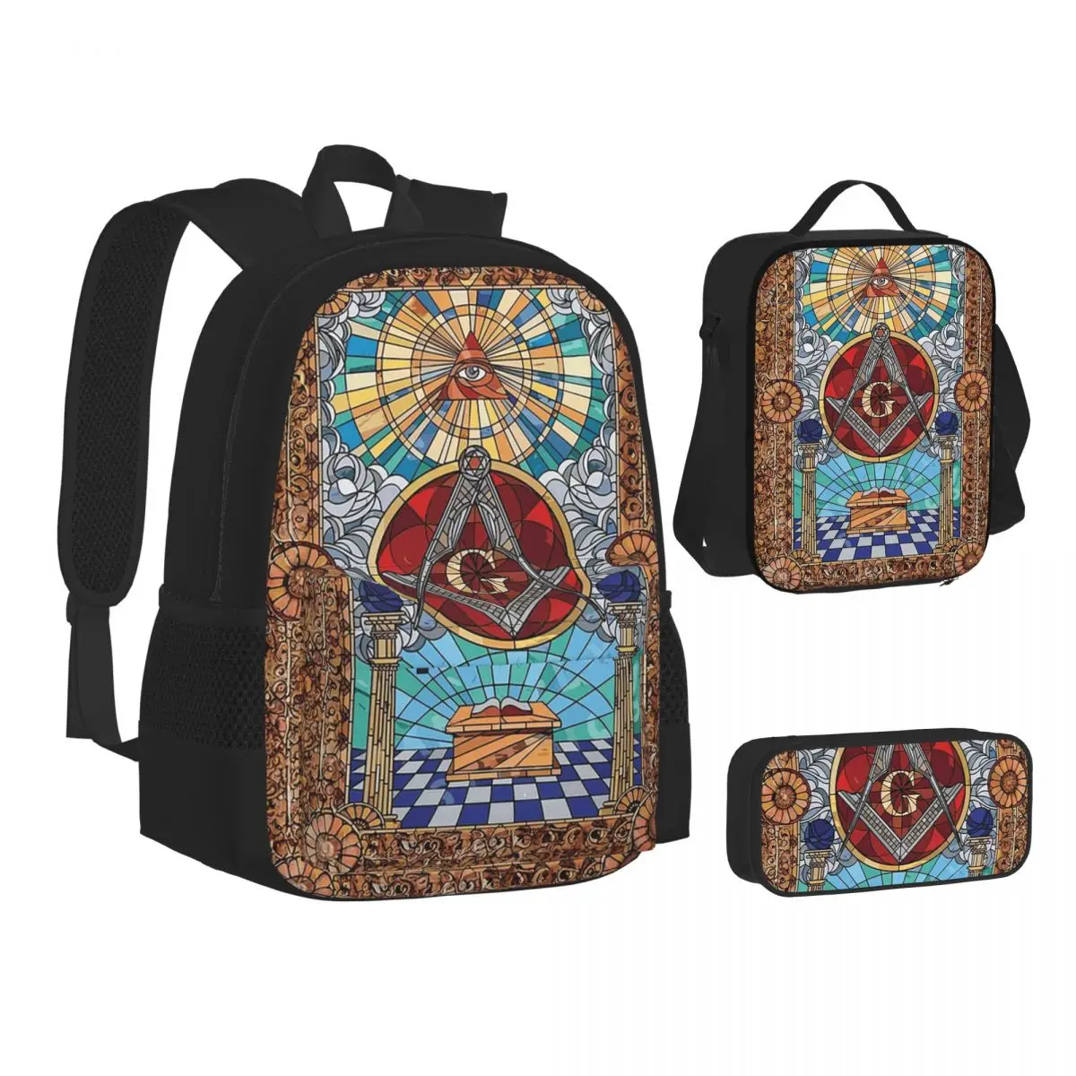 The Eternal Light Of The Freemason Masonic Mason Backpacks Bookbag School Bags Rucksack Lunch Bag Pen Bag Three-Piece Set
The Eternal Light Of The Freemason Masonic Mason Backpacks Bookbag School Bags Rucksack Lunch Bag Pen Bag Three-Piece Set
