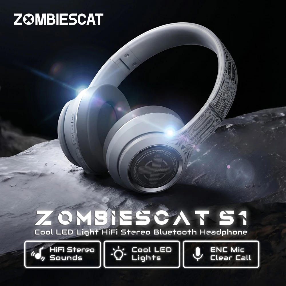 Zombies Cat S1 Bluetooth Headphones Powerful Deep Bass Over-Ear Wireless Earphone ENC Call Noise Reduction Headset with Mic
Zombies Cat S1 Bluetooth Headphones Powerful Deep Bass Over-Ear Wireless Earphone ENC Call Noise Reduction Headset with Mic