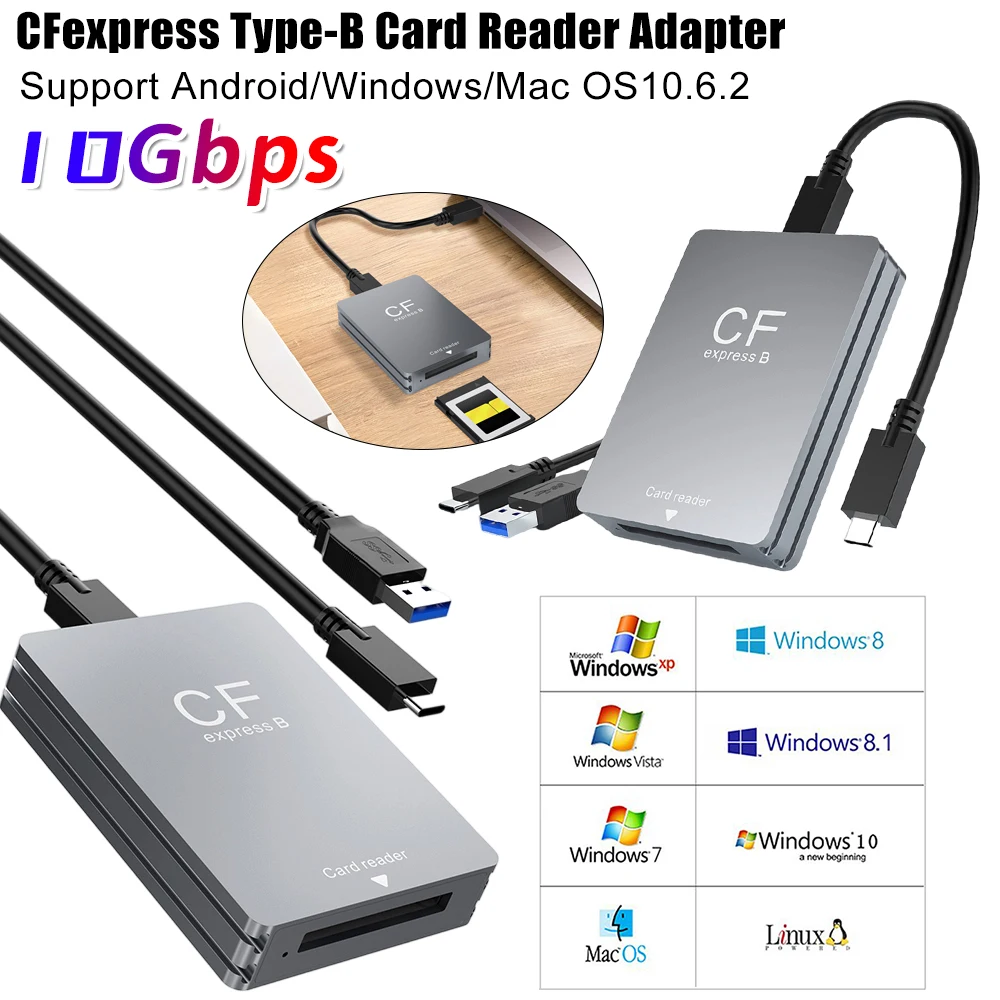 Адаптер для чтения карт CFexpress Type-B к USB3.2, алюминиевый сплав, адаптеры для быстрой передачи данных 10 Гбит/с, поддержка Android/Windows/OS10.6.2
Адаптер для чтения карт CFexpress Type-B к USB3.2, алюминиевый сплав, адаптеры для быстрой передачи данных 10 Гбит/с, поддержка Android/Windows/OS10.6.2