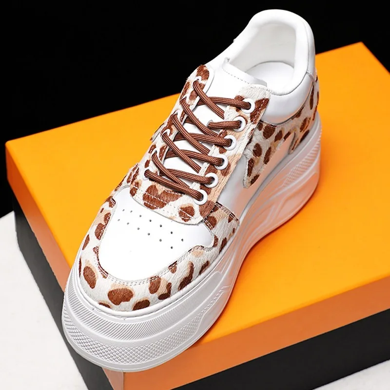 Women Leopard Print Genuine Leather Platform Chunky Sneakers Thick Sole Lace-Up Casual White Shoes
Women Leopard Print Genuine Leather Platform Chunky Sneakers Thick Sole Lace-Up Casual White Shoes