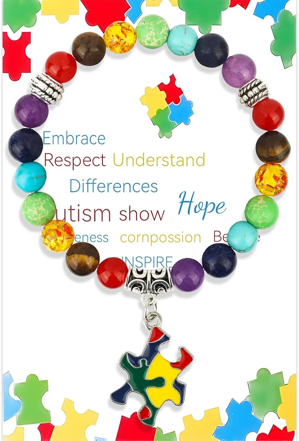 Autism Awareness Bracelet For Women Men 7 Chakra Gemstone Natural Stone Beaded Bracelet Puzzle Piece Elastic Autism Bracelet
Autism Awareness Bracelet For Women Men 7 Chakra Gemstone Natural Stone Beaded Bracelet Puzzle Piece Elastic Autism Bracelet