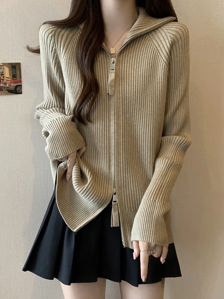 plus Size Women's Knitted Open Cardigan Double Zipper Slimming European Style Top Early Spring Fashion plus Size Sweater Coat
plus Size Women's Knitted Open Cardigan Double Zipper Slimming European Style Top Early Spring Fashion plus Size Sweater Coat