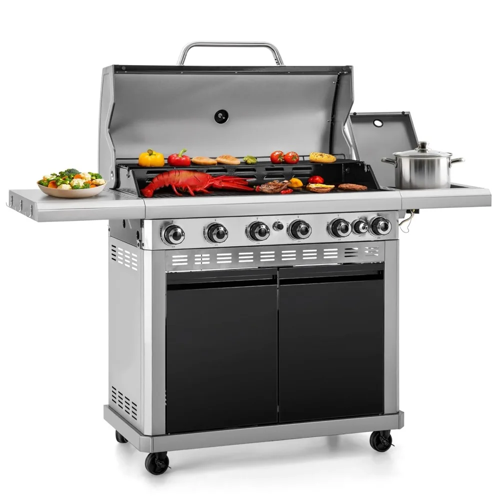 6-Burner Propane Gas BBQ Grill with Side Burner & Porcelain-Enameled Cast Iron Grate and Plate, Customized
6-Burner Propane Gas BBQ Grill with Side Burner & Porcelain-Enameled Cast Iron Grate and Plate, Customized