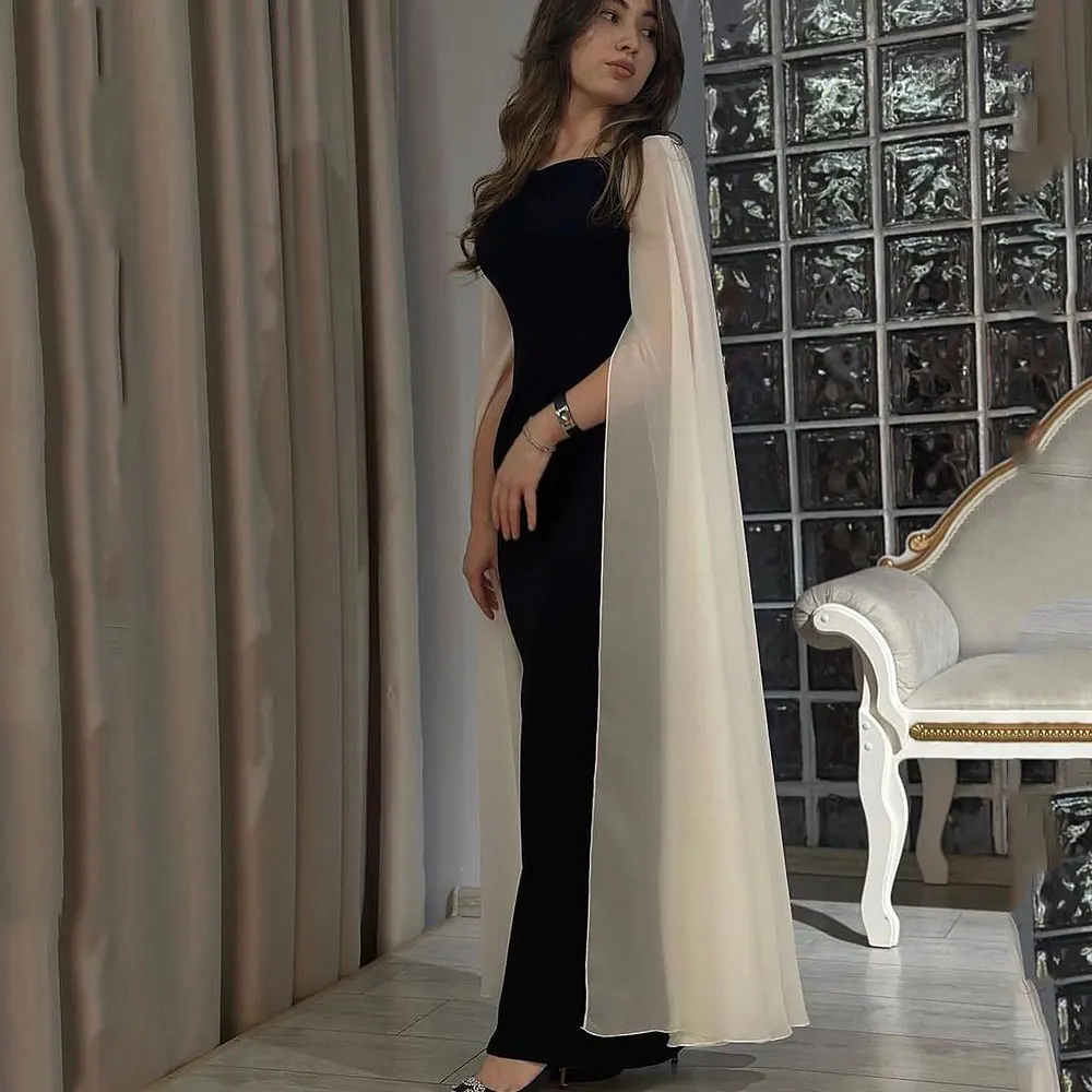 Simple Mermaid Prom Dress Square Neck With Shawl Jersey Draped Back Zipper Saudi Arabian Women Sexy Formal Occasion Evening Gown
Simple Mermaid Prom Dress Square Neck With Shawl Jersey Draped Back Zipper Saudi Arabian Women Sexy Formal Occasion Evening Gown