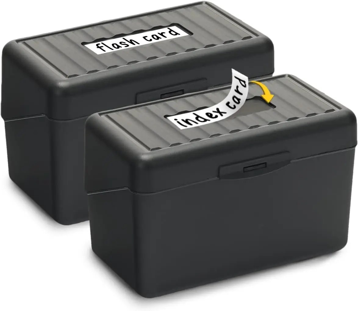 Plastic Index Card Holder 3x5, 2 Pack Snap Closure Box for Photos Recipes and Flashcards, Black
Plastic Index Card Holder 3x5, 2 Pack Snap Closure Box for Photos Recipes and Flashcards, Black