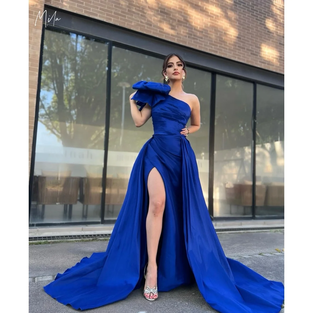 Mila Royal Blue Chiffon One-Shoulder Prom Dresses Customized Formal Evening High-Slit Bow Long Gown vestidos de gala Elegant
Mila Royal Blue Chiffon One-Shoulder Prom Dresses Customized Formal Evening High-Slit Bow Long Gown vestidos de gala Elegant