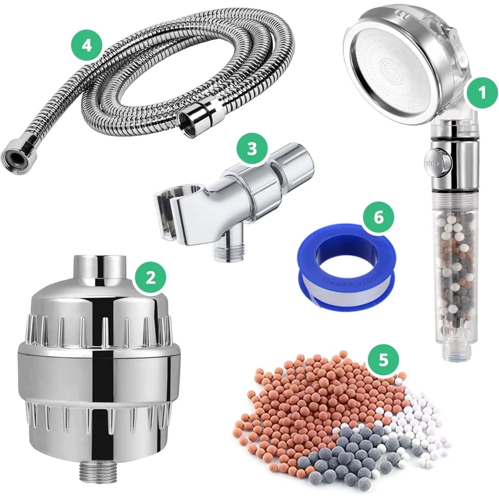 StoneStream EcoPower High Pressure Handheld Shower Head + Shower Filter + Wall Adapter Kit
StoneStream EcoPower High Pressure Handheld Shower Head + Shower Filter + Wall Adapter Kit